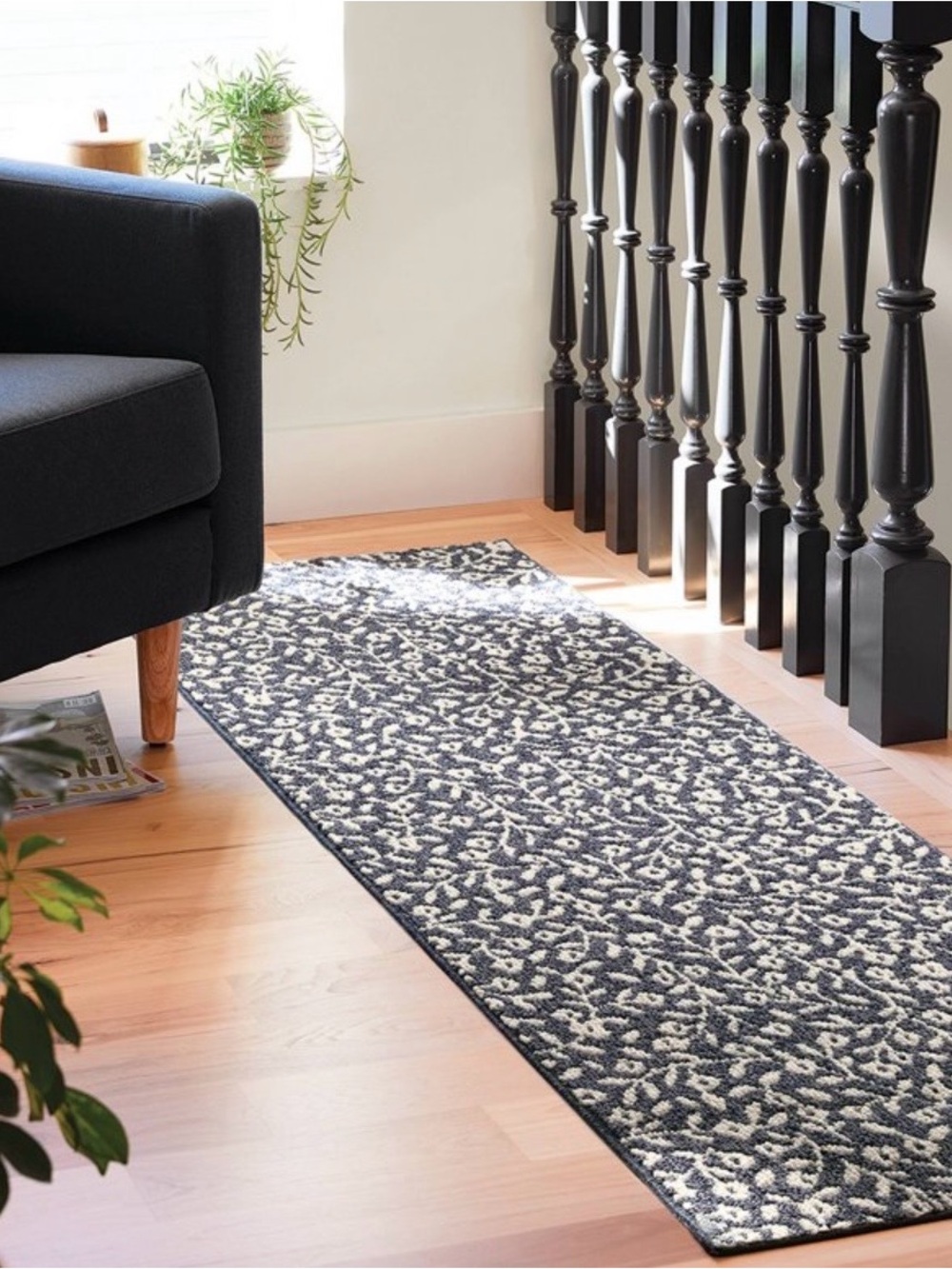 NWOT 28"x84" Botanical Washable Runner Rug Indigo - Threshold™